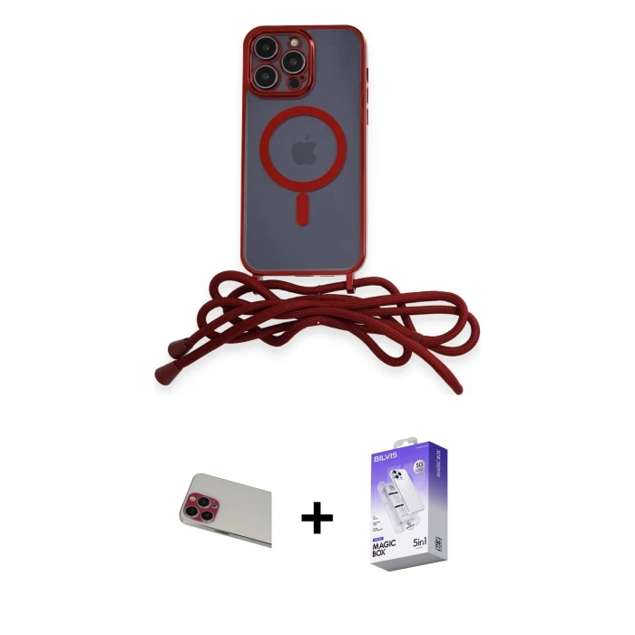 ieg™ iPhone 13 Pro Max Kılıf Eksen Özel Seri - Siyah Bilvis 5in1 3D Magic Cam Ekran Koruyucu + Rainbow Kamera Lens Koruma Cam - KI