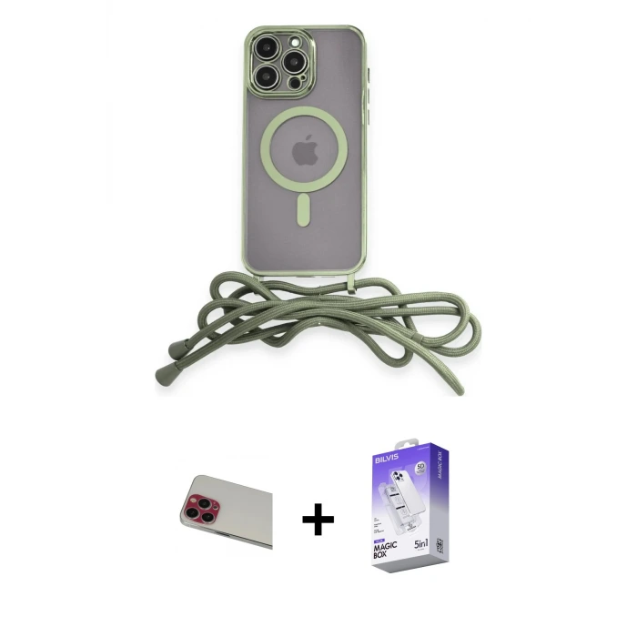 ieg™ iPhone 13 Pro Max Kılıf Eksen Özel Seri - Siyah Bilvis 5in1 3D Magic Cam Ekran Koruyucu + Rainbow Kamera Lens Koruma Cam - KI