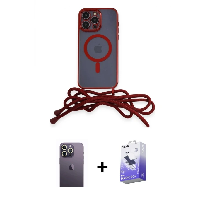 ieg™ iPhone 13 Pro Max Kılıf Eksen Özel Seri - Siyah Bilvis 5in1 5D Magic Hayalet Cam Ekran Koruyucu + Neon Fosforlu Kamera Lens - BZ