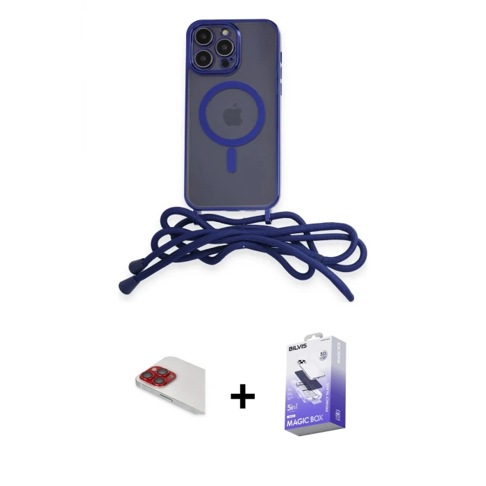 ieg™ iPhone 13 Pro Max Kılıf Eksen Özel Seri - Siyah Bilvis 5in1 5D Magic Hayalet Cam Ekran Koruyucu + Pers Alüminyum Kamera Lens - KI
