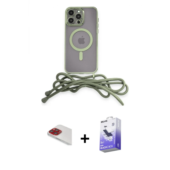 ieg™ iPhone 13 Pro Max Kılıf Eksen Özel Seri - Siyah Bilvis 5in1 5D Magic Hayalet Cam Ekran Koruyucu + Pers Alüminyum Kamera Lens - KI