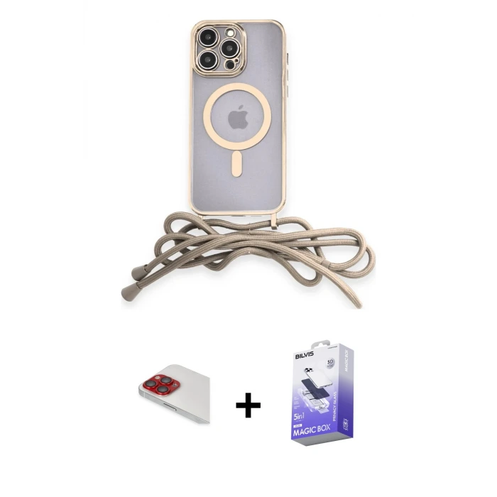 ieg™ iPhone 13 Pro Max Kılıf Eksen Özel Seri - Siyah Bilvis 5in1 5D Magic Hayalet Cam Ekran Koruyucu + Pers Alüminyum Kamera Lens - KI