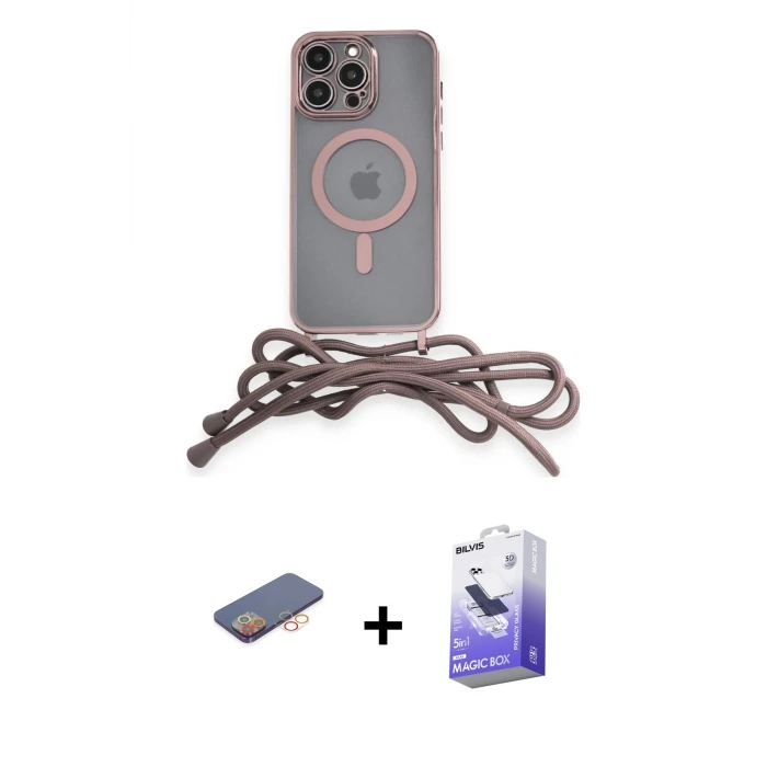 ieg™ iPhone 13 Pro Max Kılıf Eksen Özel Seri - Siyah Bilvis 5in1 5D Magic Hayalet Cam Ekran Koruyucu + Renkli Kamera Lens Koruma Cam - TU