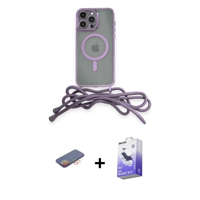ieg™ iPhone 13 Pro Max Kılıf Eksen Özel Seri - Siyah Bilvis 5in1 5D Magic Hayalet Cam Ekran Koruyucu + Renkli Kamera Lens Koruma Cam - TU