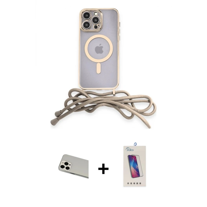 ieg™ iPhone 13 Pro Max Kılıf Eksen Özel Seri - Siyah Joko 5D Cam + Rainbow Kamera Lens Koruma Cam - BZ