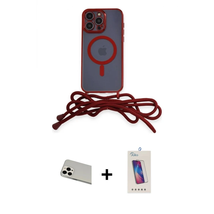 ieg™ iPhone 13 Pro Max Kılıf Eksen Özel Seri - Siyah Joko 5D Cam + Rainbow Kamera Lens Koruma Cam - BZ