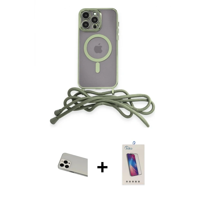 ieg™ iPhone 13 Pro Max Kılıf Eksen Özel Seri - Siyah Joko 5D Cam + Rainbow Kamera Lens Koruma Cam - BZ