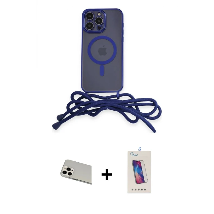 ieg™ iPhone 13 Pro Max Kılıf Eksen Özel Seri - Siyah Joko 5D Cam + Rainbow Kamera Lens Koruma Cam - BZ