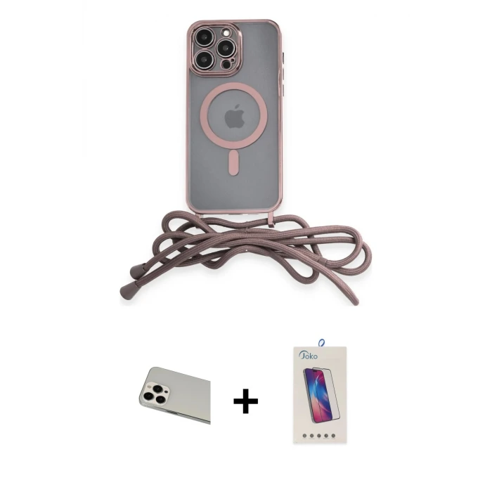 ieg™ iPhone 13 Pro Max Kılıf Eksen Özel Seri - Siyah Joko 5D Cam + Rainbow Kamera Lens Koruma Cam - BZ