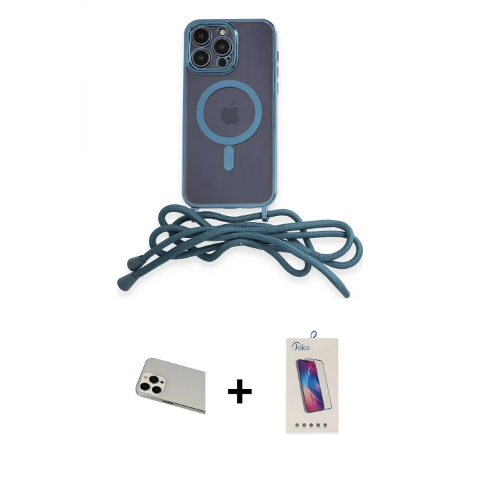 ieg™ iPhone 13 Pro Max Kılıf Eksen Özel Seri - Siyah Joko 5D Cam + Rainbow Kamera Lens Koruma Cam - BZ