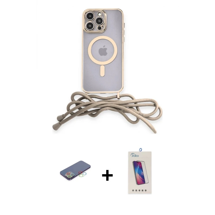 ieg™ iPhone 13 Pro Max Kılıf Eksen Özel Seri - Siyah Joko 5D Cam + Renkli Kamera Lens Koruma Cam - MI