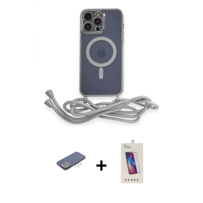 ieg™ iPhone 13 Pro Max Kılıf Eksen Özel Seri - Siyah Joko 5D Cam + Renkli Kamera Lens Koruma Cam - MI