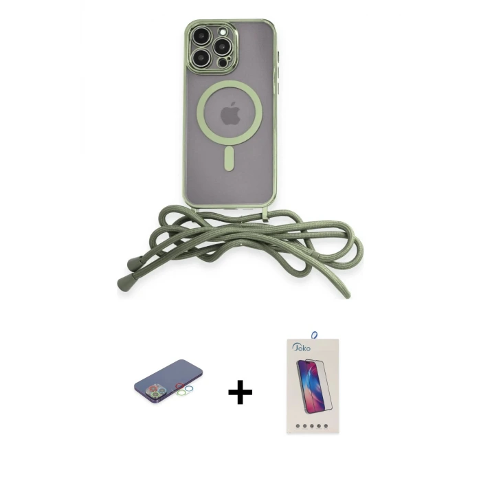 ieg™ iPhone 13 Pro Max Kılıf Eksen Özel Seri - Siyah Joko 5D Cam + Renkli Kamera Lens Koruma Cam - MI