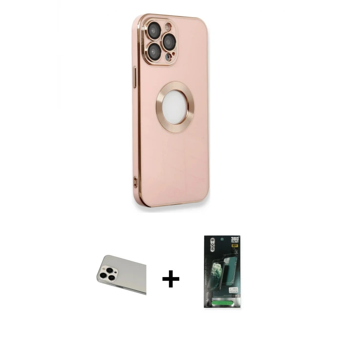 ieg™ iPhone 13 Pro Max Kılıf İz Form Serisi - Şeffaf 360 Full Body Arka Koruyucu + Rainbow Kamera Lens Koruma Cam - BZ