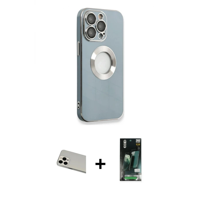 ieg™ iPhone 13 Pro Max Kılıf İz Form Serisi - Şeffaf 360 Full Body Arka Koruyucu + Rainbow Kamera Lens Koruma Cam - BZ