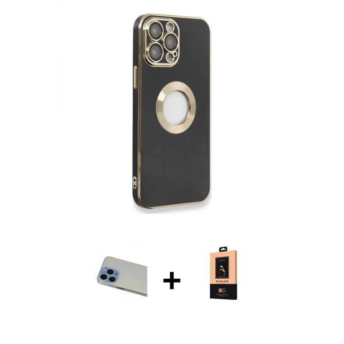 ieg™ iPhone 13 Pro Max Kılıf İz Form Serisi - Şeffaf Maxco Cam Ekran Koruyucu + Rainbow Kamera Lens Koruma Cam - MI