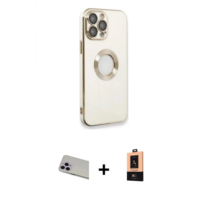 ieg™ iPhone 13 Pro Max Kılıf İz Form Serisi - Şeffaf Maxco Cam Ekran Koruyucu + Rainbow Kamera Lens Koruma Cam - MR