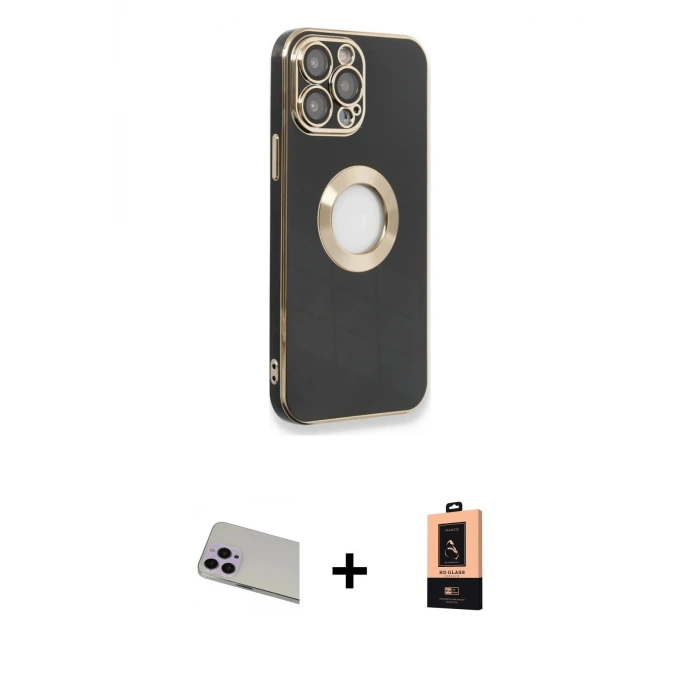 ieg™ iPhone 13 Pro Max Kılıf İz Form Serisi - Şeffaf Maxco Cam Ekran Koruyucu + Rainbow Kamera Lens Koruma Cam - MR