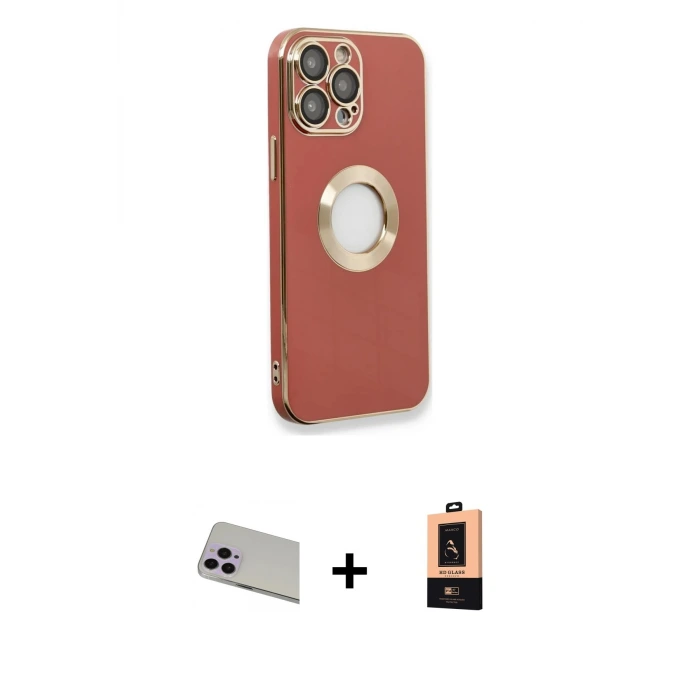 ieg™ iPhone 13 Pro Max Kılıf İz Form Serisi - Şeffaf Maxco Cam Ekran Koruyucu + Rainbow Kamera Lens Koruma Cam - MR