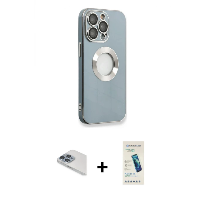 ieg™ iPhone 13 Pro Max Kılıf İz Form Serisi - Şeffaf Pasifik Cam Ekran Koruyucu + Pers Alüminyum Kamera Lens - SABE