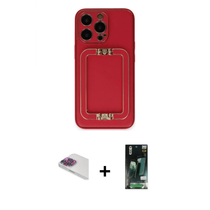 ieg™ iPhone 13 Pro Max Kılıf Kozmos Minimal Prime - Şeffaf 360 Full Body Arka Koruyucu + Pers Alüminyum Kamera Lens - GI