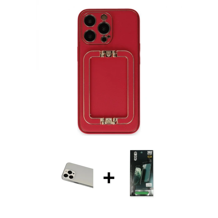 ieg™ iPhone 13 Pro Max Kılıf Kozmos Minimal Prime - Şeffaf 360 Full Body Arka Koruyucu + Rainbow Kamera Lens Koruma Cam - BZ