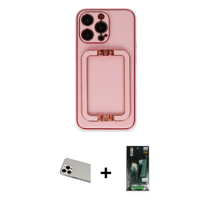 ieg™ iPhone 13 Pro Max Kılıf Kozmos Minimal Prime - Şeffaf 360 Full Body Arka Koruyucu + Rainbow Kamera Lens Koruma Cam - BZ