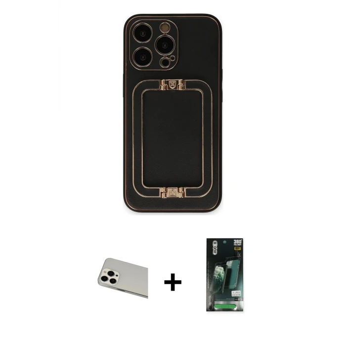 ieg™ iPhone 13 Pro Max Kılıf Kozmos Minimal Prime - Şeffaf 360 Full Body Arka Koruyucu + Rainbow Kamera Lens Koruma Cam - BZ