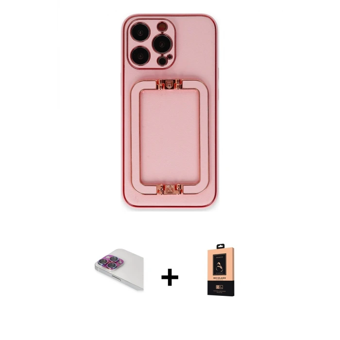 ieg™ iPhone 13 Pro Max Kılıf Kozmos Minimal Prime - Şeffaf Maxco Cam Ekran Koruyucu + Pers Alüminyum Kamera Lens - GI