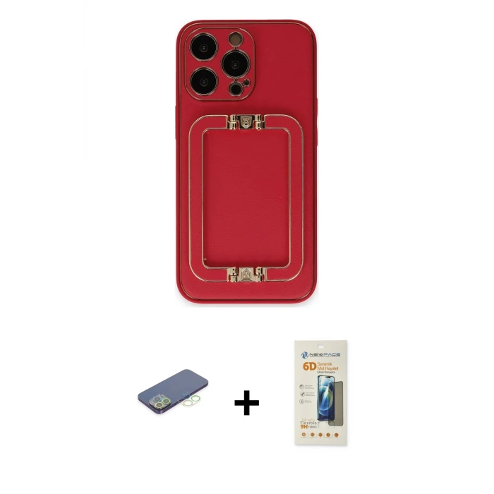 ieg™ iPhone 13 Pro Max Kılıf Kozmos Minimal Prime - Siyah 6D Mat Seramik Hayalet Nano Ekran Koruyucu + Renkli Kamera Lens Koruma Cam - YL