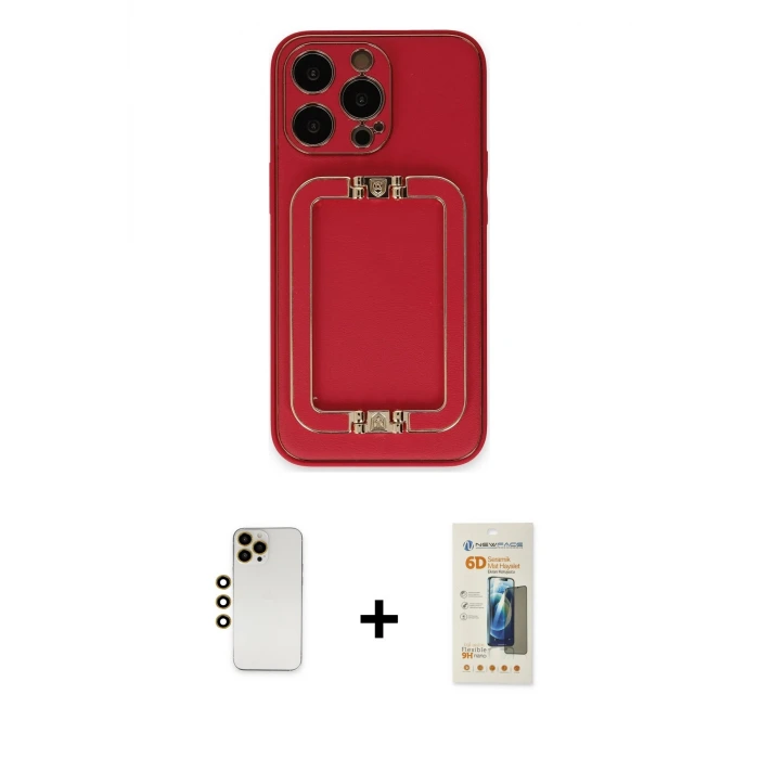 ieg™ iPhone 13 Pro Max Kılıf Kozmos Minimal Prime - Siyah 6D Mat Seramik Hayalet Nano Ekran Koruyucu + Shine Kamera Lens - GD