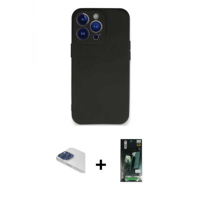 ieg™ iPhone 13 Pro Max Kılıf Kozmos Yansıma Özel Seri - Şeffaf 360 Full Body Arka Koruyucu + Pers Alüminyum Kamera Lens - LT
