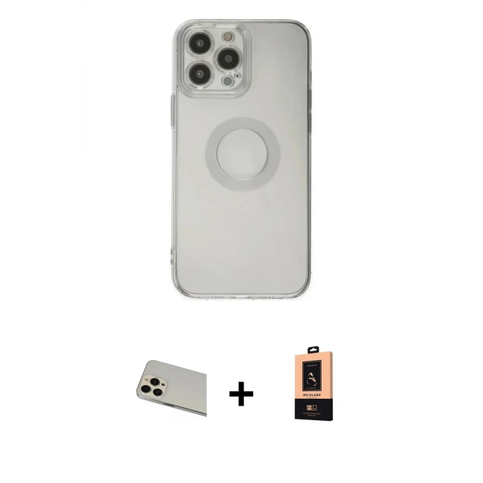 ieg™ iPhone 13 Pro Max Kılıf Kutup Klasik - Şeffaf Maxco Cam Ekran Koruyucu + Rainbow Kamera Lens Koruma Cam - REGD