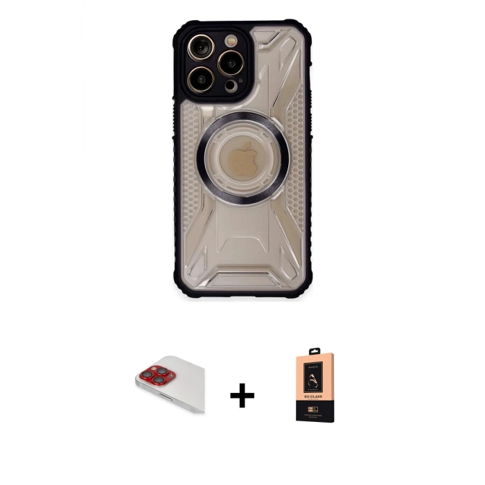 ieg™ iPhone 13 Pro Max Kılıf Kutup Modern - Şeffaf Maxco Cam Ekran Koruyucu + Pers Alüminyum Kamera Lens - KI