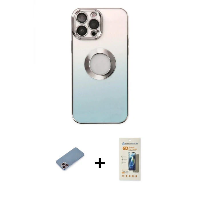 ieg™ iPhone 13 Pro Max Kılıf Kutup Yansıma Özel Seri - Siyah 6D Mat Seramik Hayalet Nano Ekran Koruyucu + Shine Kamera Lens Koruma Cam - PE