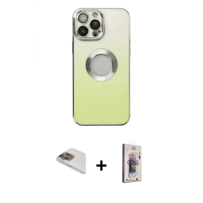 ieg™ iPhone 13 Pro Max Kılıf Kutup Yansıma Özel Seri - Siyah Bilvis 3D Cam Ekran Koruyucu + Pers Alüminyum Kamera Lens - GD