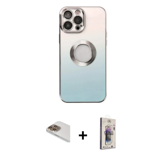 ieg™ iPhone 13 Pro Max Kılıf Kutup Yansıma Özel Seri - Siyah Bilvis 3D Cam Ekran Koruyucu + Pers Alüminyum Kamera Lens - GD