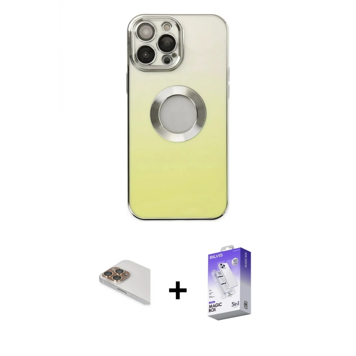 ieg™ iPhone 13 Pro Max Kılıf Kutup Yansıma Özel Seri - Siyah Bilvis 5in1 3D Magic Cam Ekran Koruyucu + Pers Alüminyum Kamera Lens - GD