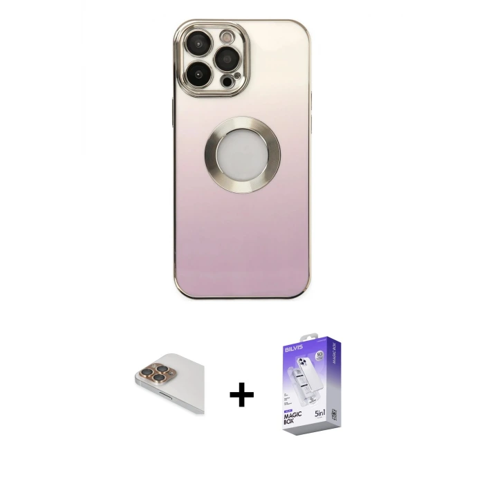 ieg™ iPhone 13 Pro Max Kılıf Kutup Yansıma Özel Seri - Siyah Bilvis 5in1 3D Magic Cam Ekran Koruyucu + Pers Alüminyum Kamera Lens - GD