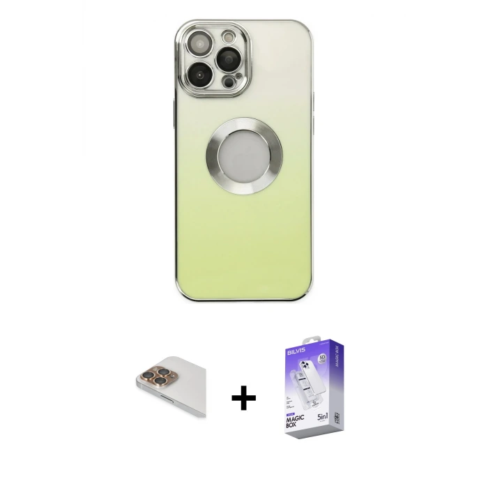 ieg™ iPhone 13 Pro Max Kılıf Kutup Yansıma Özel Seri - Siyah Bilvis 5in1 3D Magic Cam Ekran Koruyucu + Pers Alüminyum Kamera Lens - GD