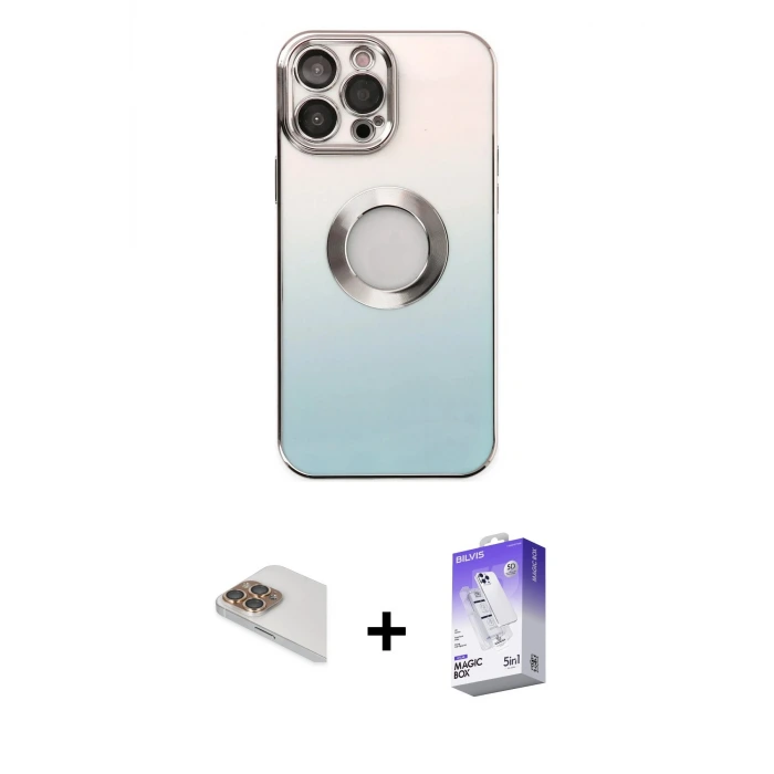ieg™ iPhone 13 Pro Max Kılıf Kutup Yansıma Özel Seri - Siyah Bilvis 5in1 3D Magic Cam Ekran Koruyucu + Pers Alüminyum Kamera Lens - GD