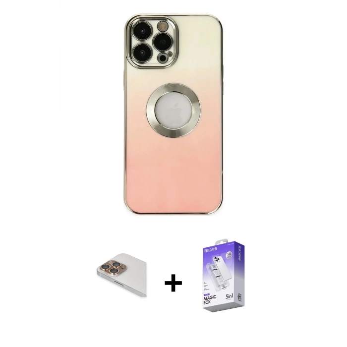 ieg™ iPhone 13 Pro Max Kılıf Kutup Yansıma Özel Seri - Siyah Bilvis 5in1 3D Magic Cam Ekran Koruyucu + Pers Alüminyum Kamera Lens - GD