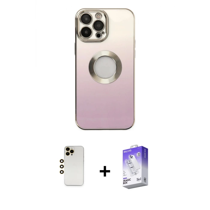 ieg™ iPhone 13 Pro Max Kılıf Kutup Yansıma Özel Seri - Siyah Bilvis 5in1 3D Magic Cam Ekran Koruyucu + Shine Kamera Lens - GD