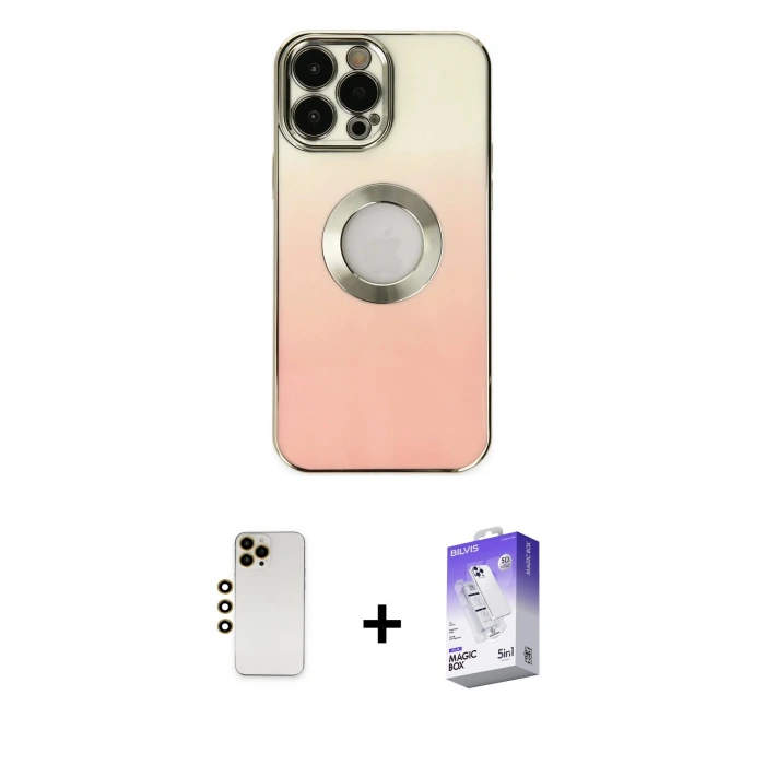 ieg™ iPhone 13 Pro Max Kılıf Kutup Yansıma Özel Seri - Siyah Bilvis 5in1 3D Magic Cam Ekran Koruyucu + Shine Kamera Lens - GD