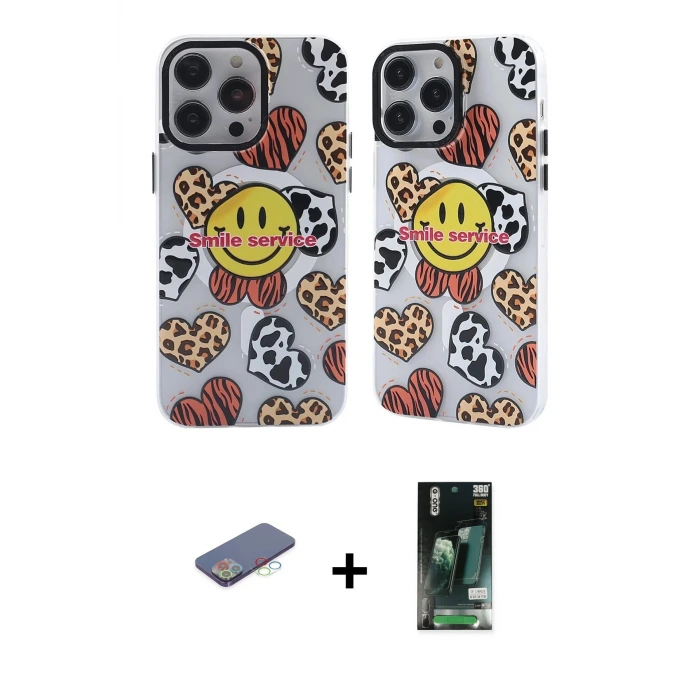 ieg™ iPhone 13 Pro Max Kılıf Nova Doku Koleksiyonu - Şeffaf 360 Full Body Arka Koruyucu + Renkli Kamera Lens Koruma Cam - MI
