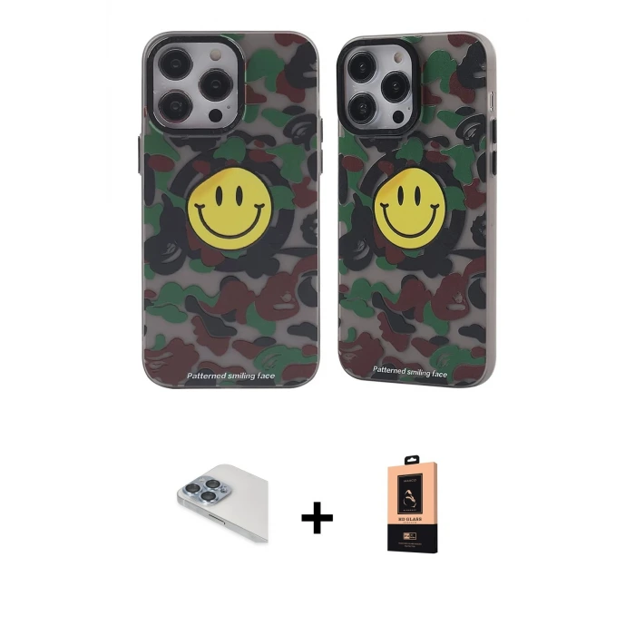 ieg™ iPhone 13 Pro Max Kılıf Nova Doku Koleksiyonu - Şeffaf Maxco Cam Ekran Koruyucu + Pers Alüminyum Kamera Lens - SABE