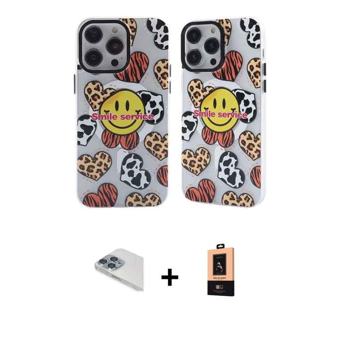 ieg™ iPhone 13 Pro Max Kılıf Nova Doku Koleksiyonu - Şeffaf Maxco Cam Ekran Koruyucu + Pers Alüminyum Kamera Lens - SABE