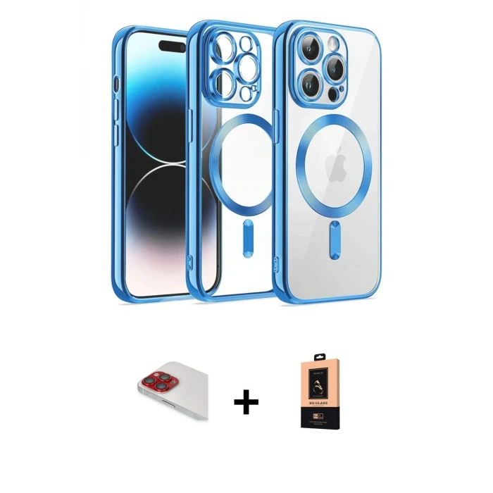 ieg™ iPhone 13 Pro Max Kılıf Nova Işık Özel Seri - Şeffaf Maxco Cam Ekran Koruyucu + Pers Alüminyum Kamera Lens - KI
