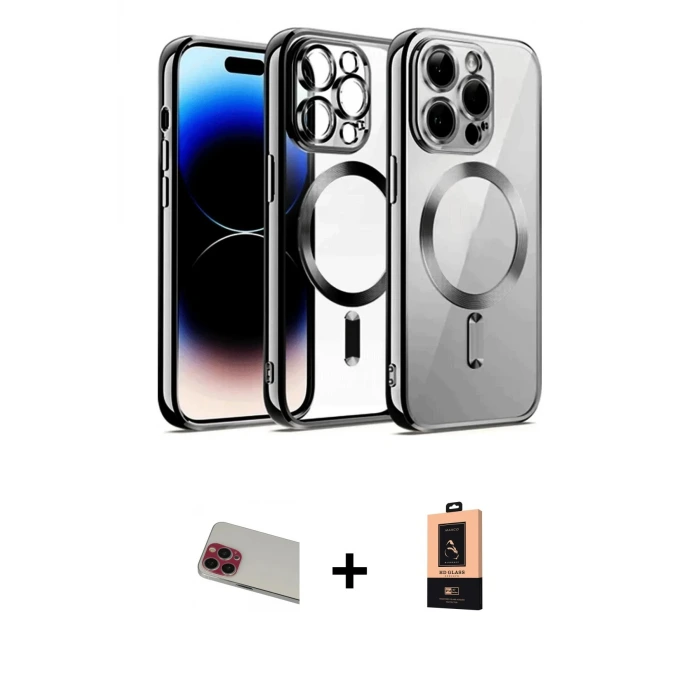 ieg™ iPhone 13 Pro Max Kılıf Nova Işık Özel Seri - Şeffaf Maxco Cam Ekran Koruyucu + Rainbow Kamera Lens Koruma Cam - KI