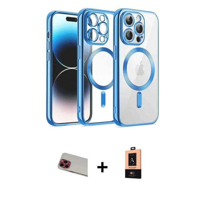 ieg™ iPhone 13 Pro Max Kılıf Nova Işık Özel Seri - Şeffaf Maxco Cam Ekran Koruyucu + Rainbow Kamera Lens Koruma Cam - KI